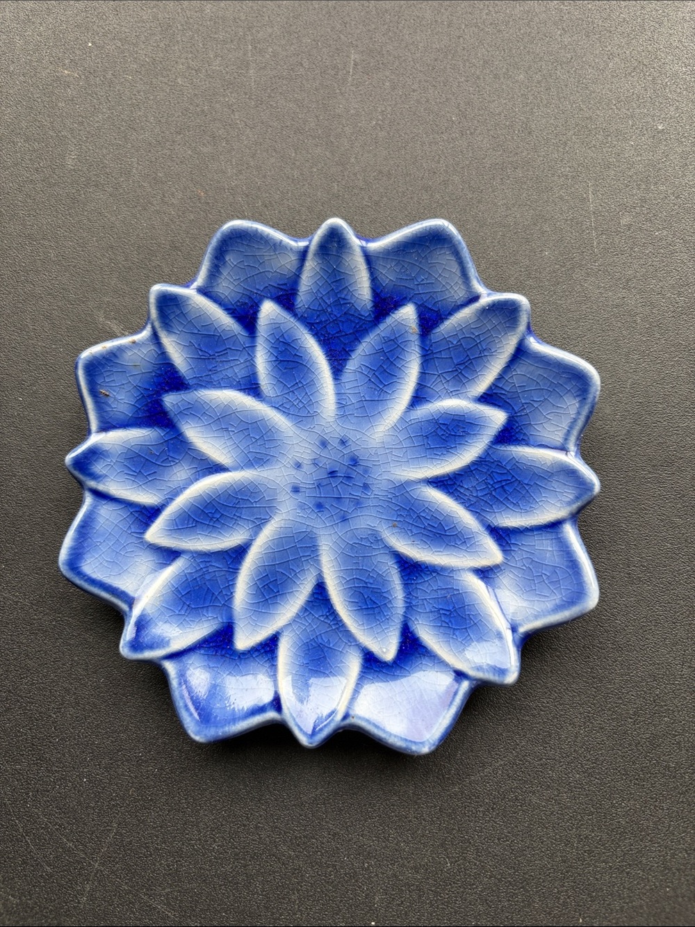MIYA Made in Japan Blue Ceramic Lotus Decorative Dish
